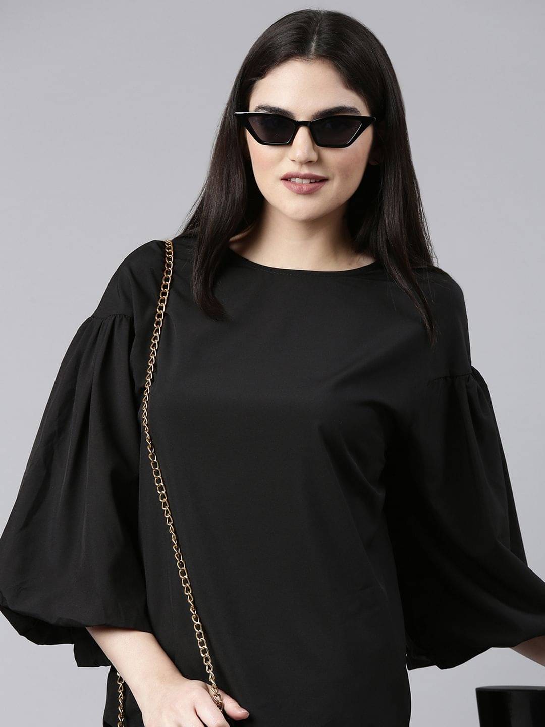 Showoff Women's Polyester Regular Top ( Black ) Showoff Women's Polyester Regular Top ( Black )