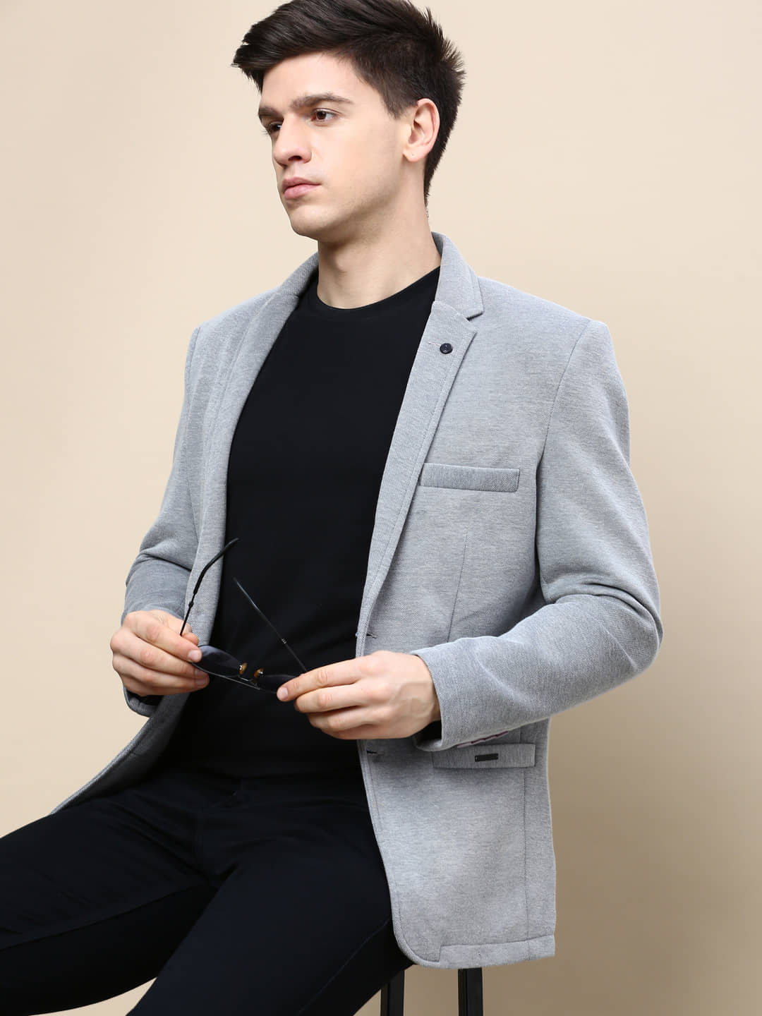 Showoff Cotton Blend Men's Blazer - Grey ( Pack of 1 ) - Jackets & Coats | Buy online on ZillyBuy