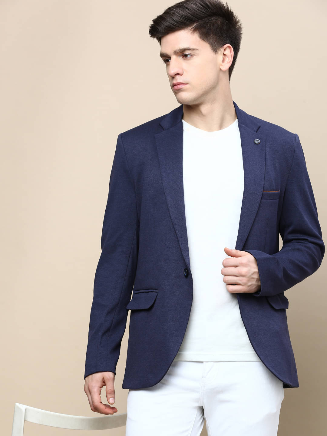 Showoff Cotton Blend Men's Blazer - Navy Blue ( Pack of 1 ) Showoff Cotton Blend Men's Blazer - Navy Blue ( Pack of 1 )