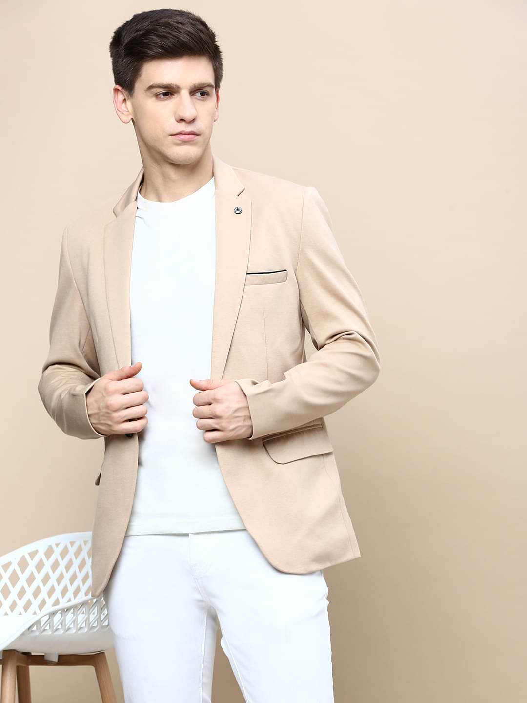     			Showoff Cotton Blend Men's Blazer - Beige ( Pack of 1 )