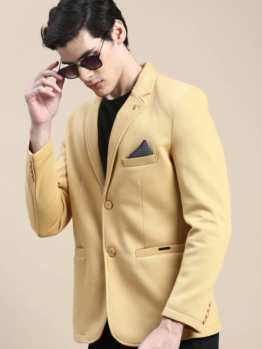 Showoff Cotton Blend Men's Blazer - Mustard ( Pack of 1 ) - Jackets & Coats | Buy online on ZillyBuy