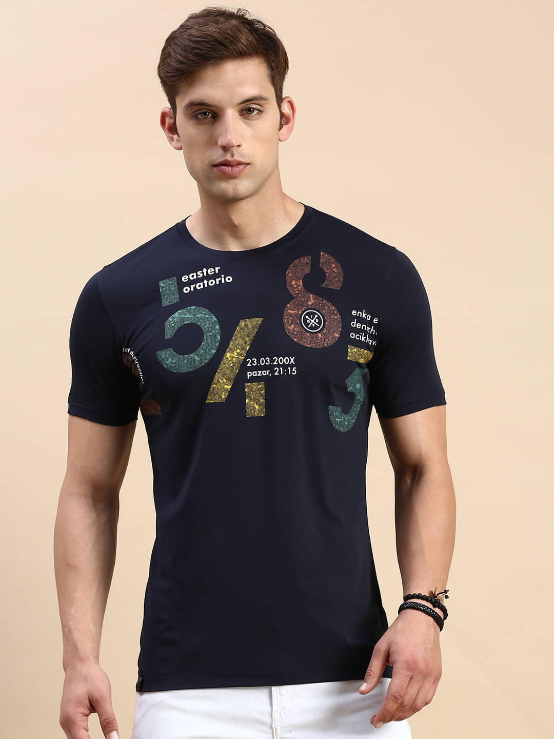     			Showoff Pack of 1 Cotton Slim Fit Men's T-Shirt ( Navy Blue )