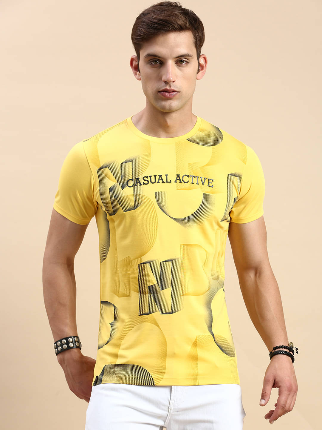 Showoff Pack of 1 Cotton Slim Fit Men's T-Shirt ( Yellow ) Showoff Pack of 1 Cotton Slim Fit Men's T-Shirt ( Yellow )