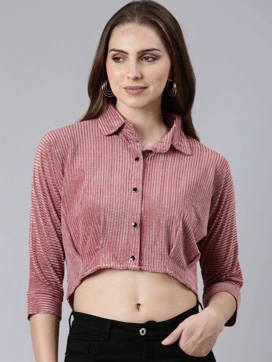 Showoff Women's Polyester Regular Top ( Pink ) Showoff Women's Polyester Regular Top ( Pink )