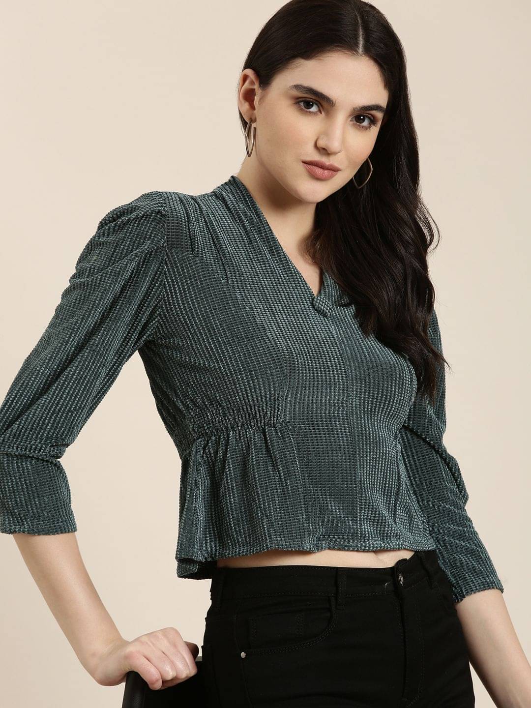 Showoff Women's Polyester Regular Top ( Turquoise ) Showoff Women's Polyester Regular Top ( Turquoise )