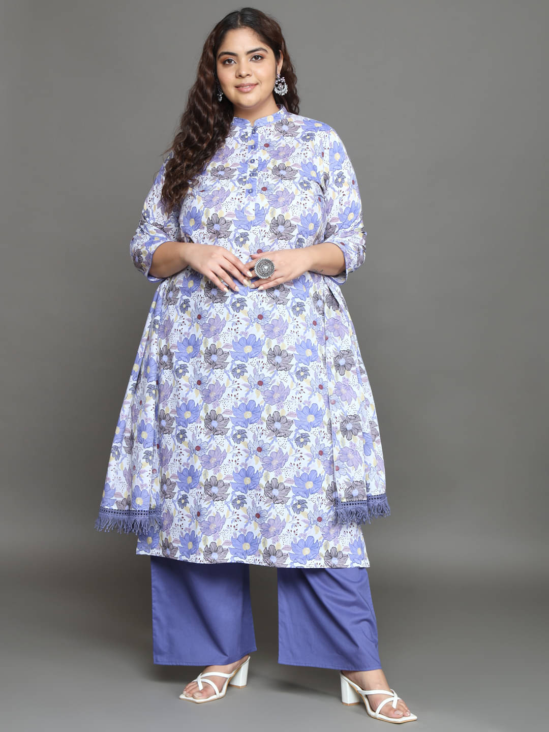     			Tissu Cotton Printed Kurti With Palazzo Women's Stitched Salwar Suit - Multicolor ( Pack of 1 )