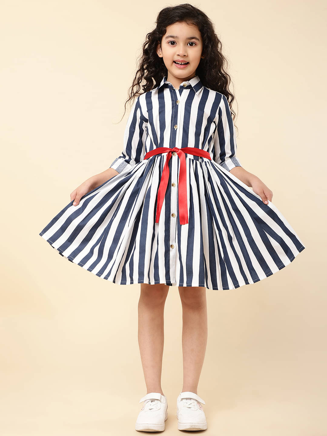 A.T.U.N. Cotton Shirt Dress For Girls ( Pack of 1 , Navy ) A.T.U.N. Cotton Shirt Dress For Girls ( Pack of 1 , Navy )