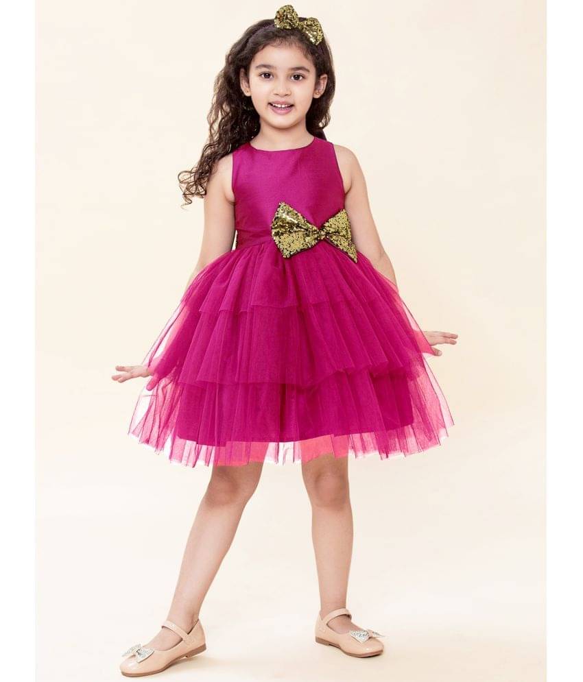 A.T.U.N. Net Fit And Flare Dress For Girls ( Pack of 1 , Pink ) A.T.U.N. Net Fit And Flare Dress For Girls ( Pack of 1 , Pink )
