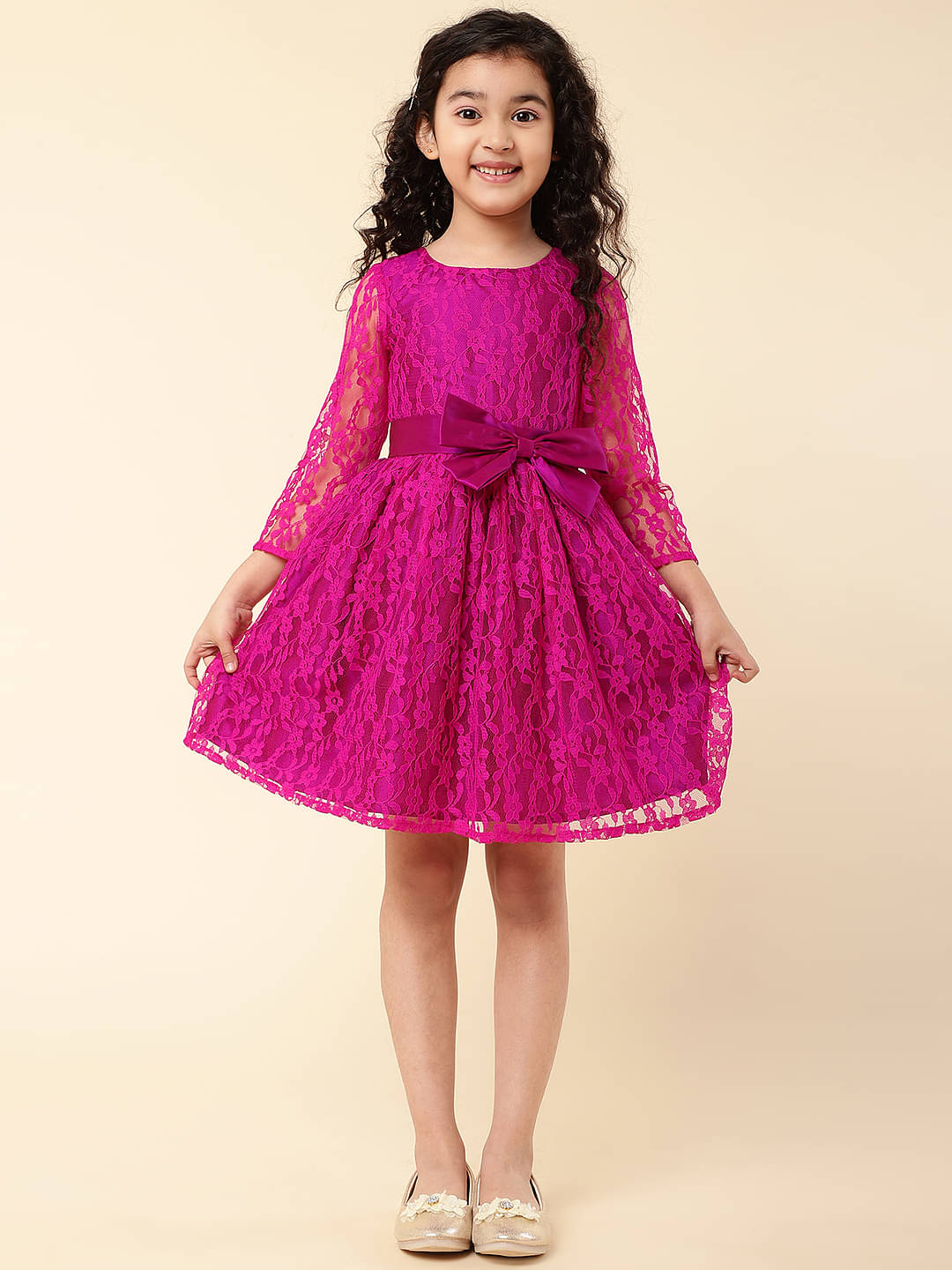    			A.T.U.N. - Pink Nylon Girls Fit And Flare Dress ( Pack of 1 )