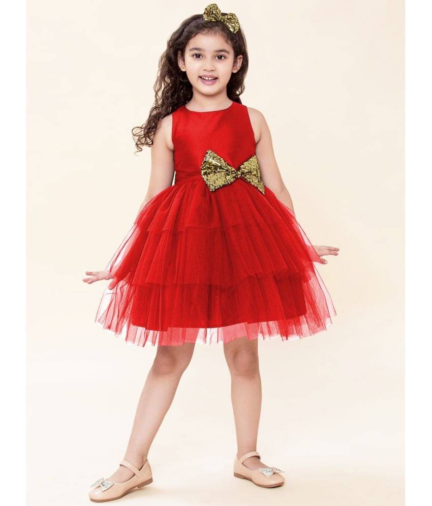     			A.T.U.N. - Red Polyester Girls Fit And Flare Dress ( Pack of 1 )