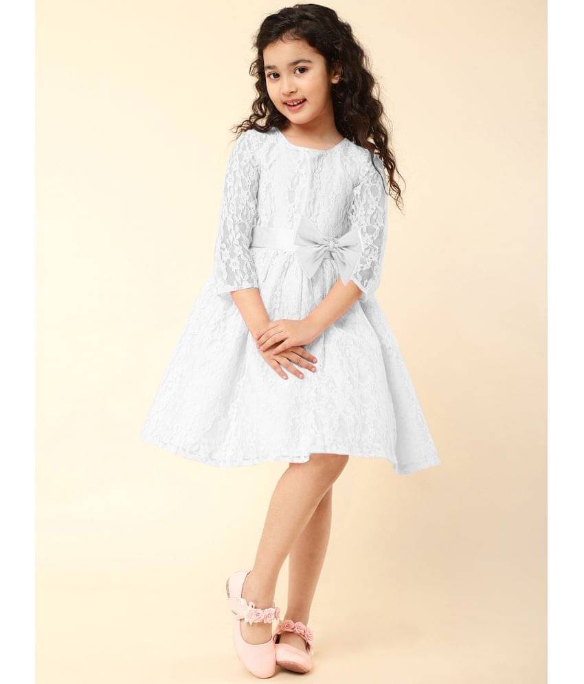     			A.T.U.N. - White Nylon Girls Fit And Flare Dress ( Pack of 1 )