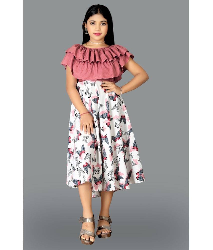     			Aarya Creation Crepe Frock For Girls ( Pack of 1 , Pink )
