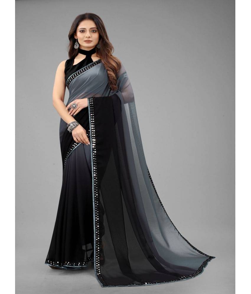     			Aika Georgette Dyed Saree With Unstitched Blouse Piece ( Multicolour )