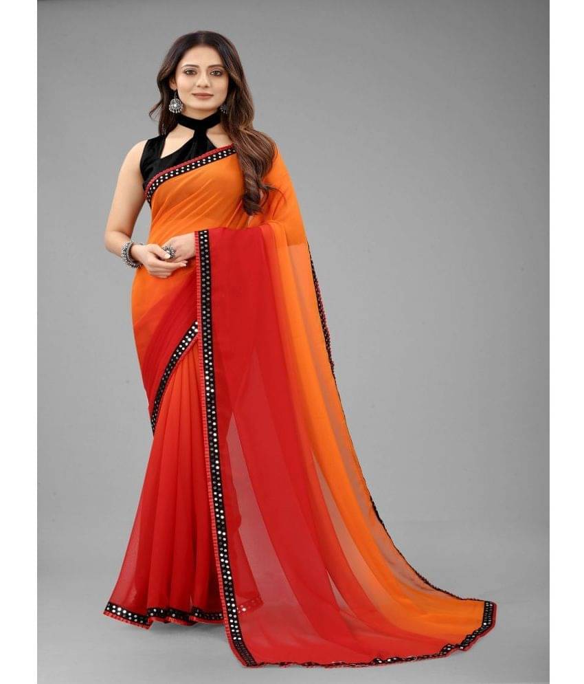 Aika Georgette Embellished Saree With Unstitched Blouse Piece ( Multicolor ) Aika Georgette Embellished Saree With Unstitched Blouse Piece ( Multicolor )