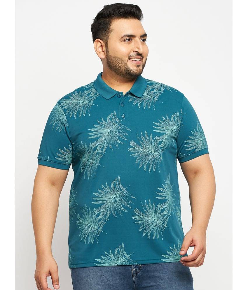 Auxamis Pack of 1 Cotton Blend Regular Fit Printed Half Sleeves Men's Polo T Shirt ( Teal Blue ) Auxamis Pack of 1 Cotton Blend Regular Fit Printed Half Sleeves Men's Polo T Shirt ( Teal Blue )