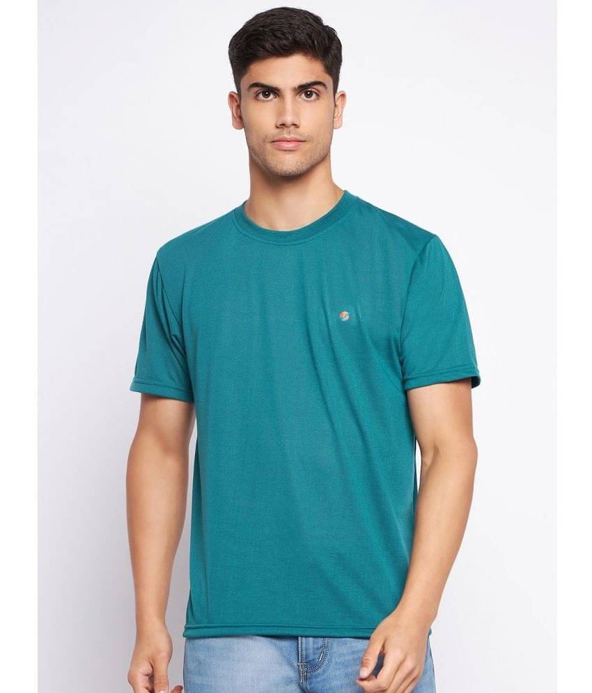 Auxamis Pack of 1 Cotton Blend Regular Fit Men's T-Shirt ( Teal Blue )     			Auxamis Pack of 1 Cotton Blend Regular Fit Men's T-Shirt ( Teal Blue )