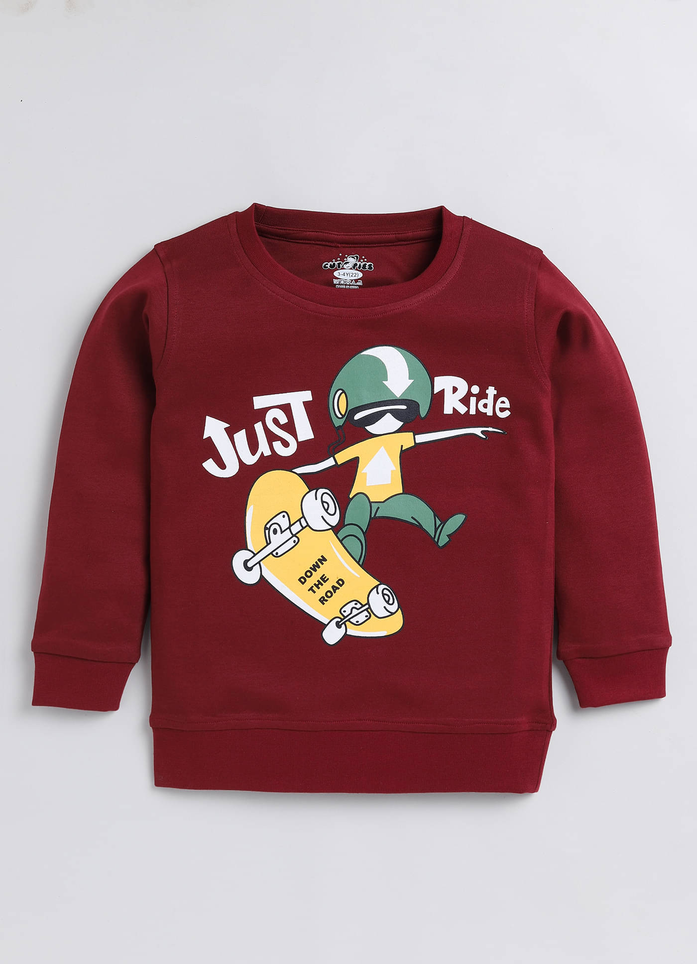     			CUTOPIES Pack of 1 Boys Cotton Blend Sweatshirt ( Maroon )