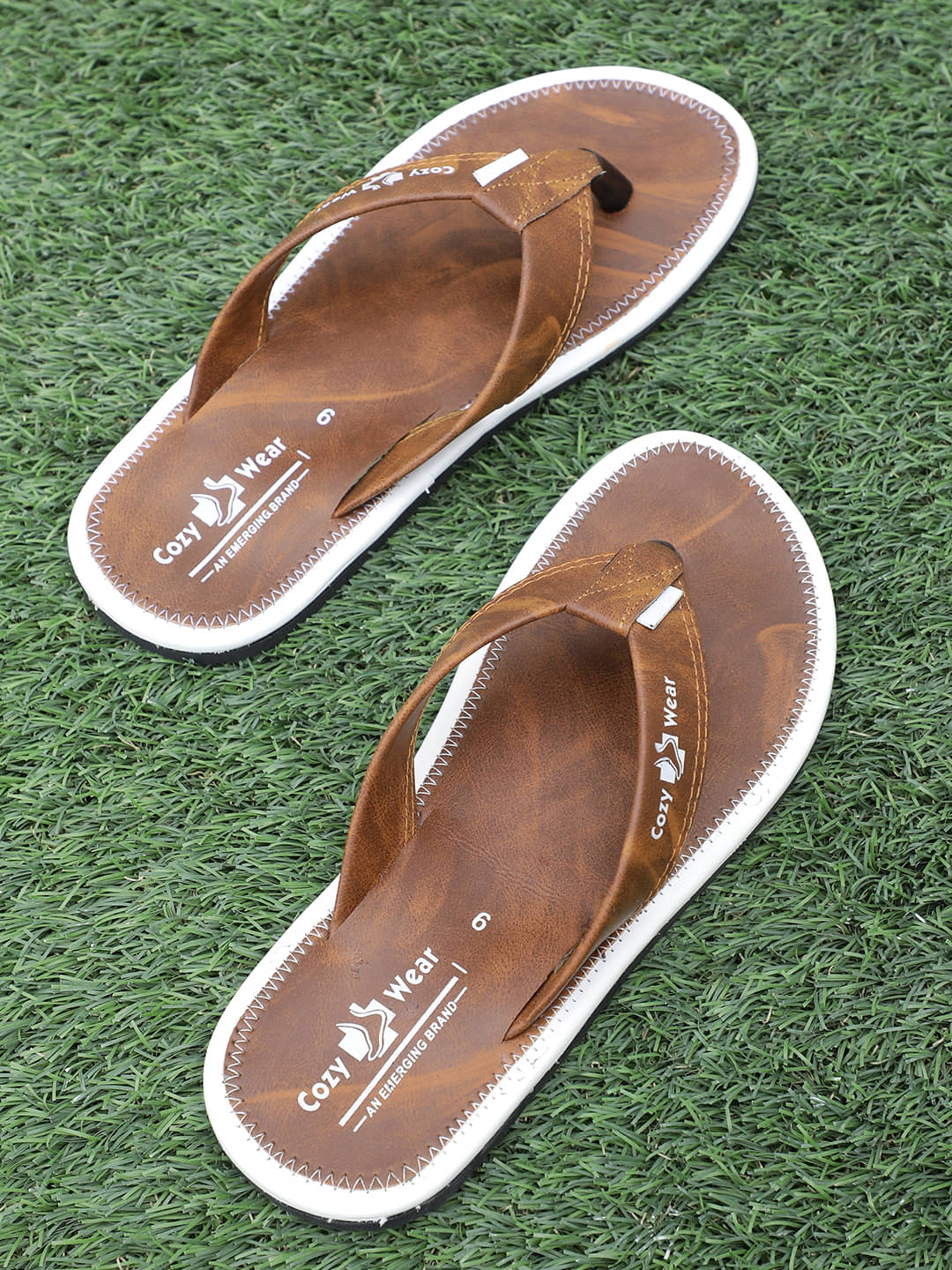     			Cozy Wear - Tan Men's Thong Flip Flop