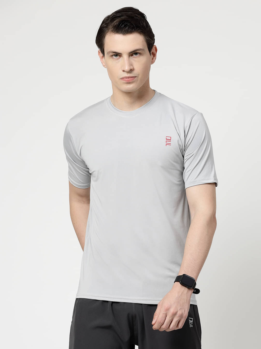     			DAFABFIT Polyester Regular Fit Solid Half Sleeves Men's T-Shirt - Light Grey ( Pack of 1 )
