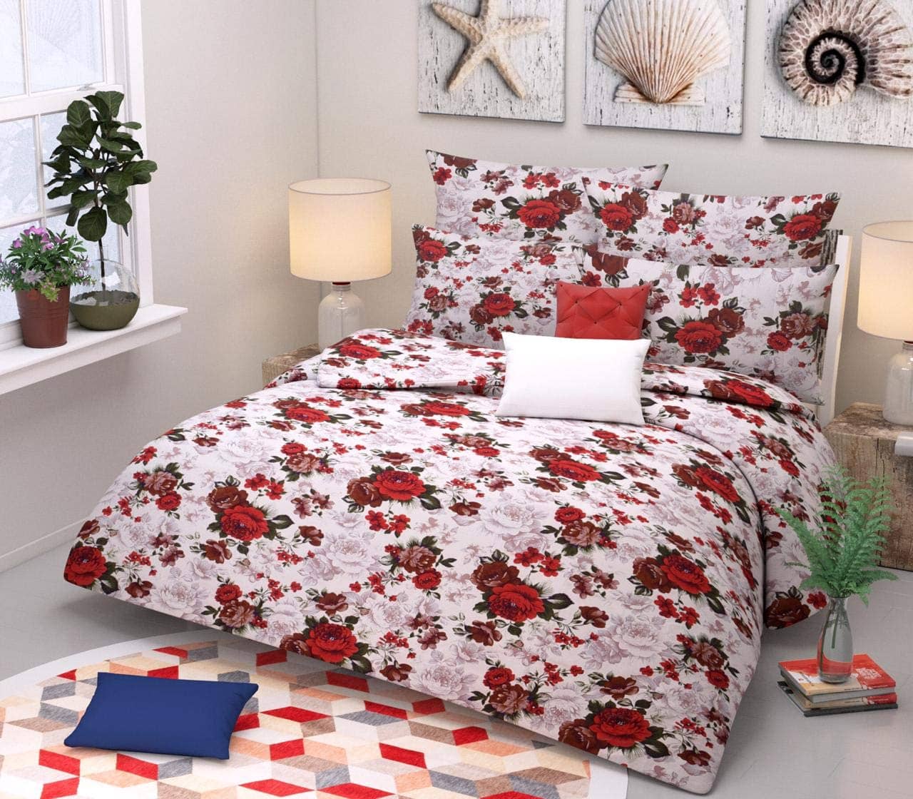 Decent Home Poly Cotton Double Bedsheet ( White )
