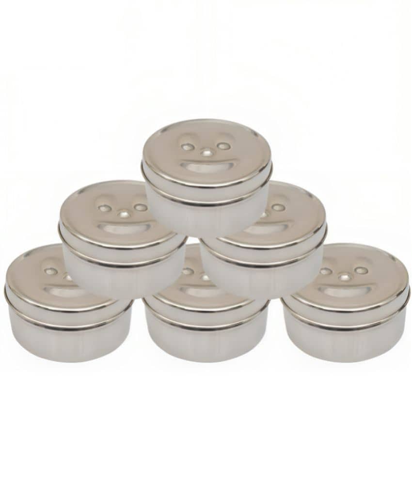 Dream Home Keep smiling Steel Silver Food Container ( Set of 9 )