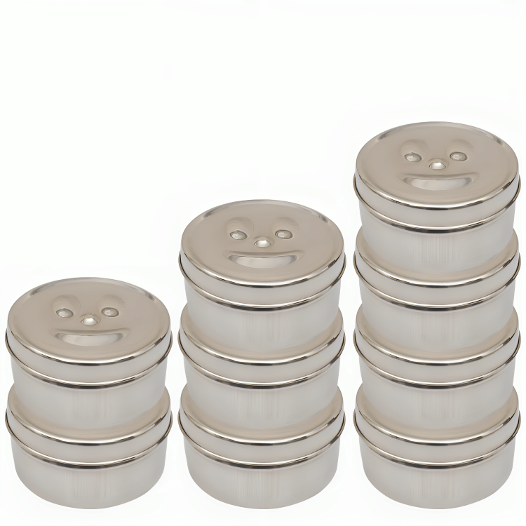 Dream Home Keep smiling Steel Silver Food Container ( Set of 9 )