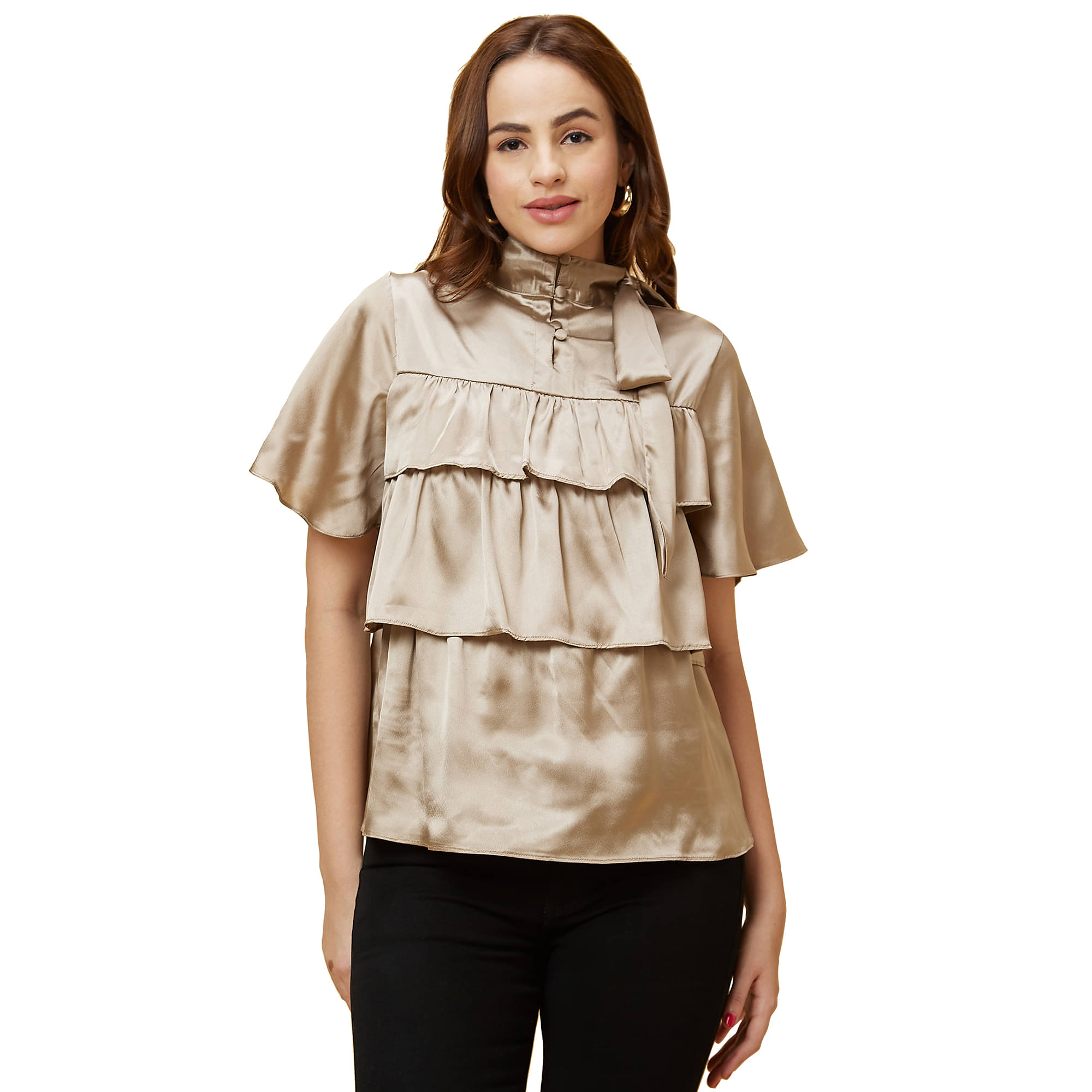     			Globus - Gold Satin Women's Regular Top ( Pack of 1 )