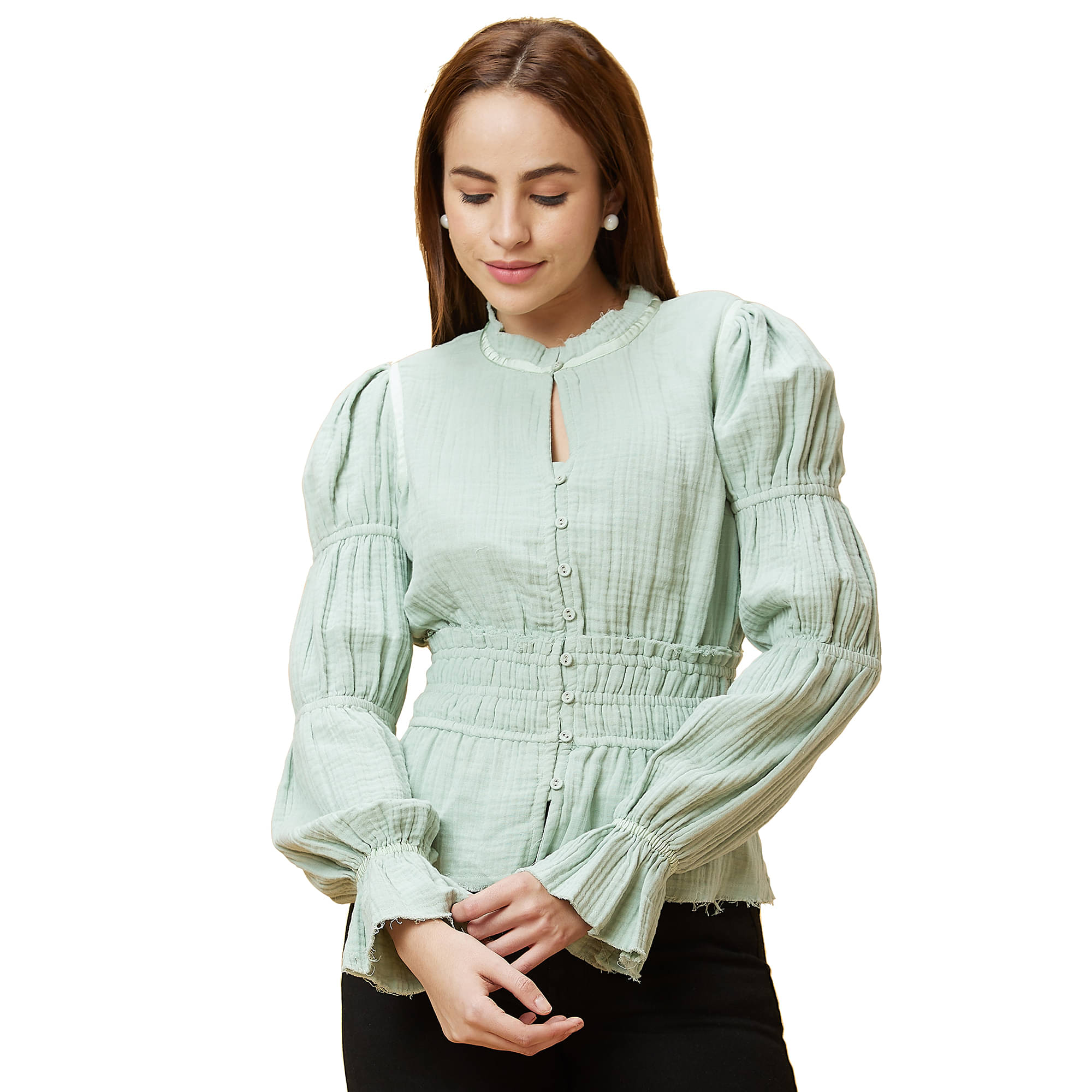     			Globus - Green Cotton Women's Regular Top ( Pack of 1 )