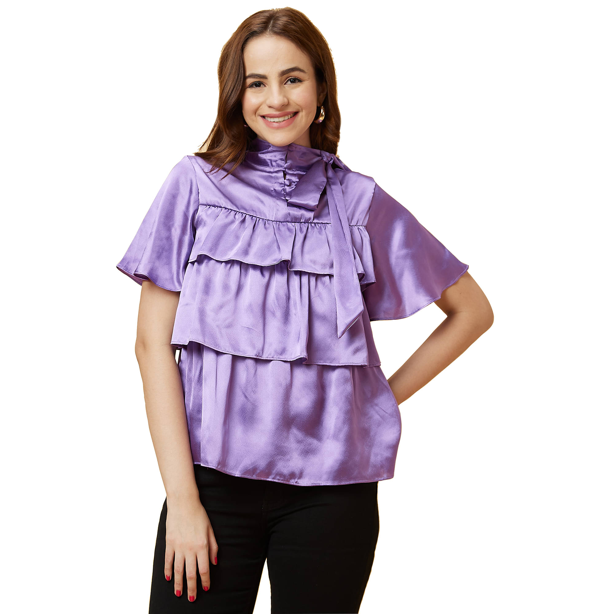Globus - Purple Satin Women's Regular Top ( Pack of 1 ) Globus - Purple Satin Women's Regular Top ( Pack of 1 )