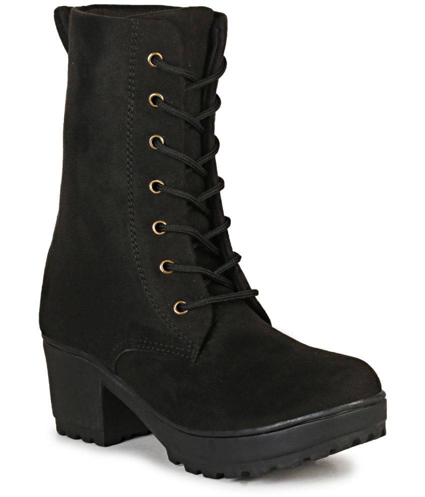     			Ishransh - Black Women's Mid Calf Length Boots