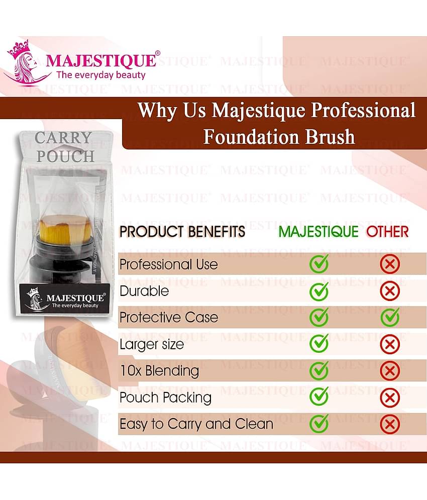 Majestique Blender Beauty Foundation Sponge & Professional Flat Round Shaped Blender Brush Pack of 2