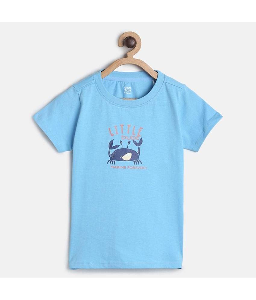 MINI KLUB Pack of 1 Girls 100% Cotton T-Shirt ( Blue )