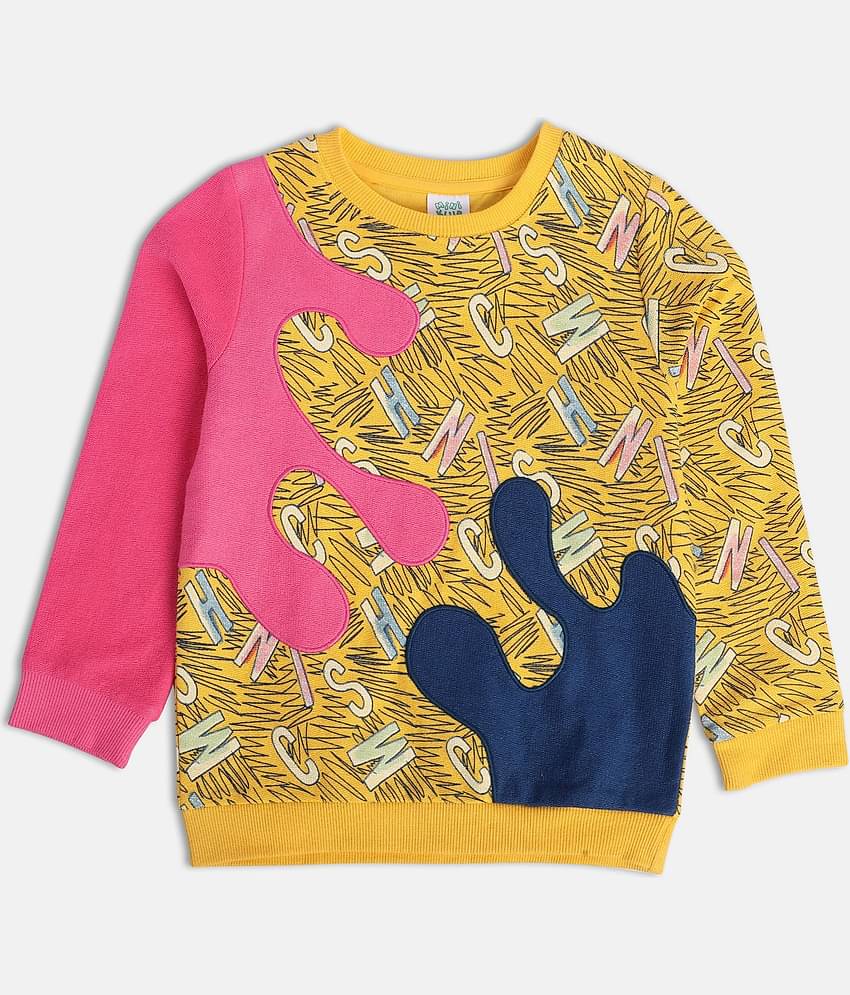 MINI KLUB Girls Cotton Sweatshirt ( Yellow )