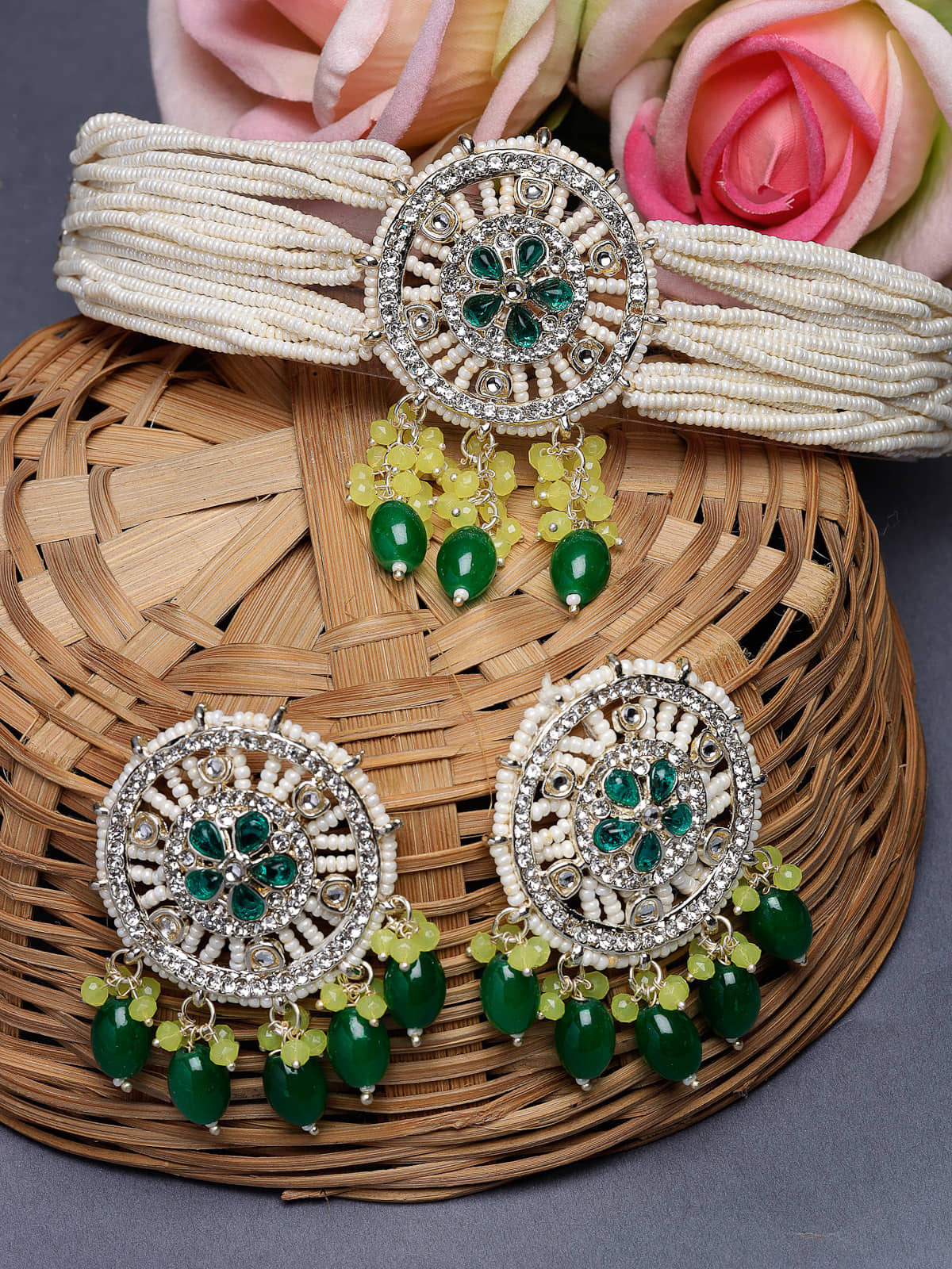 Studio Sukkhi - Green Alloy Necklace Set ( Pack of 1 )