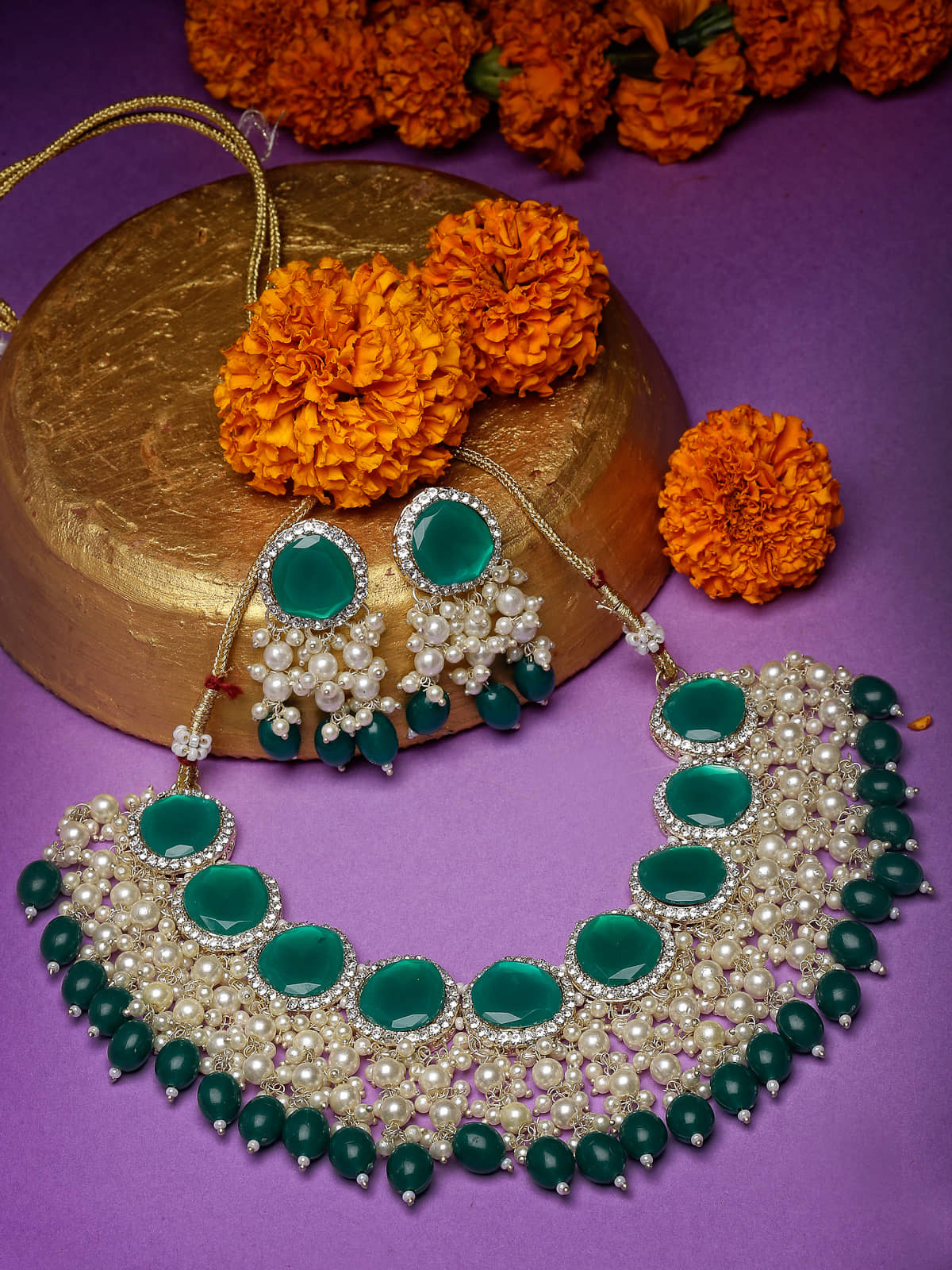 Studio Sukkhi - Green Alloy Necklace Set ( Pack of 1 )