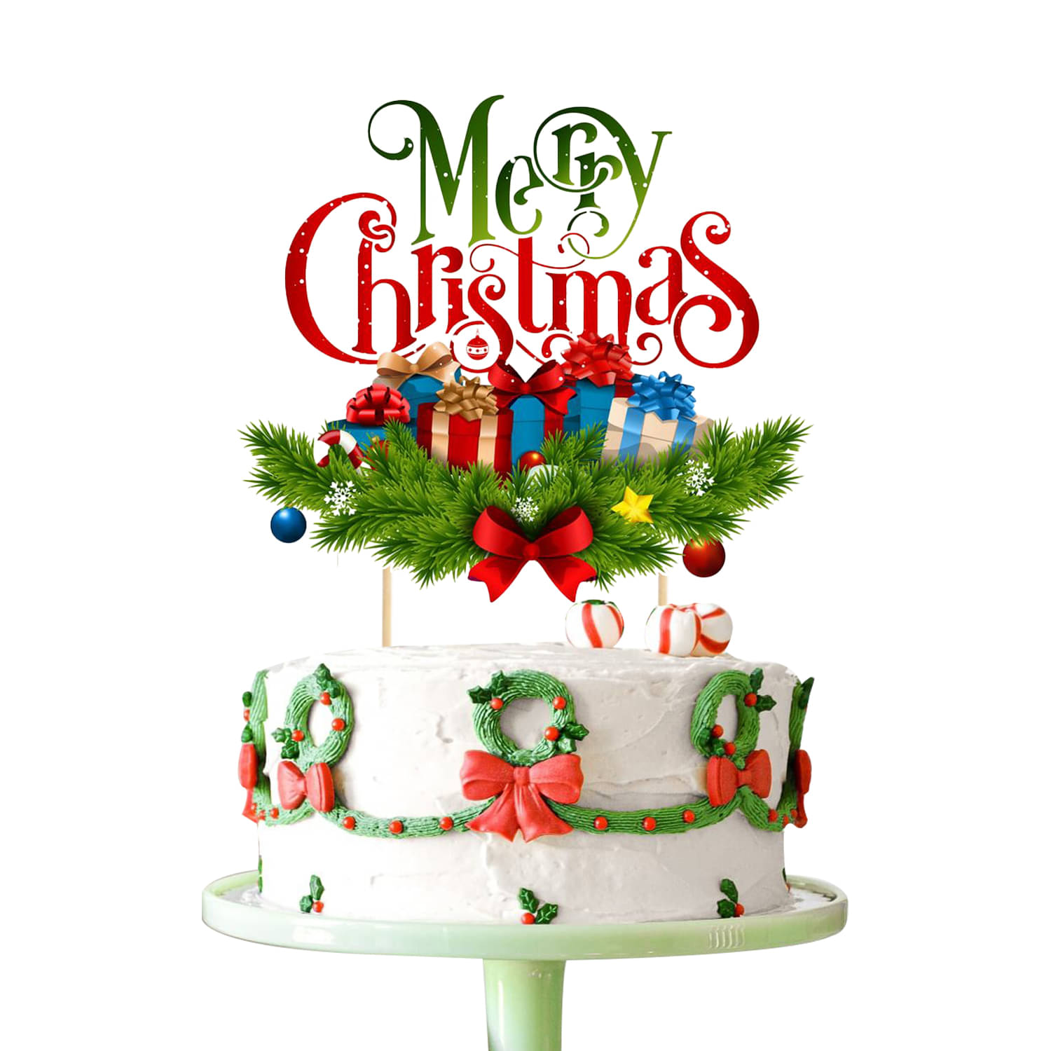 Zyozi Merry Christmas Cake Topper | Christmas Cake Decoration | Merry Christmas Theme Cake Topper | Red & Green Merry Christmas Cake Topper Zyozi Merry Christmas Cake Topper | Christmas Cake Decoration | Merry Christmas Theme Cake Topper | Red & Green Merry Christmas Cake Topper