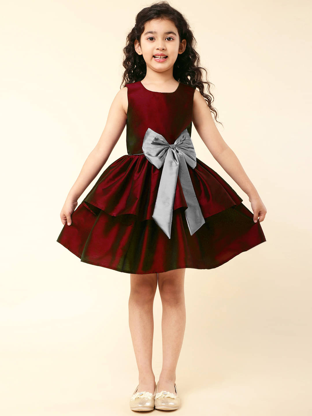 A.T.U.N. Polyester Fit And Flare Dress For Girls ( Pack of 1 , Maroon ) A.T.U.N. Polyester Fit And Flare Dress For Girls ( Pack of 1 , Maroon )
