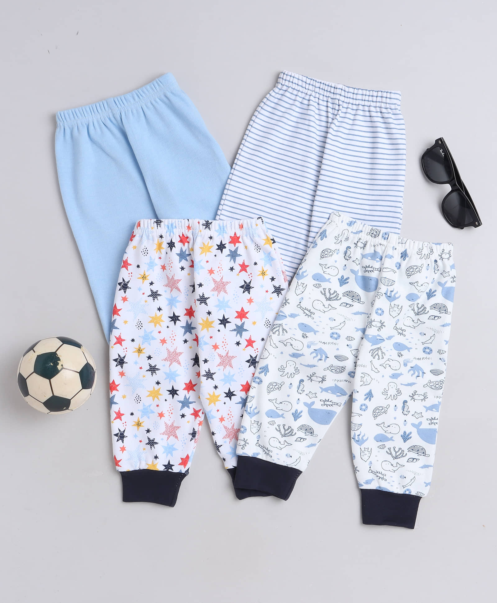 BUMZEE Pack of 4 Baby Boys Cotton Pyjama ( Sky Blue ) - Track Pants | Buy online on ZillyBuy