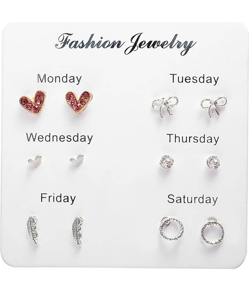 FASHION FRILL Silver Stud Earrings ( More Than 10 ) - Earrings | Buy online on ZillyBuy