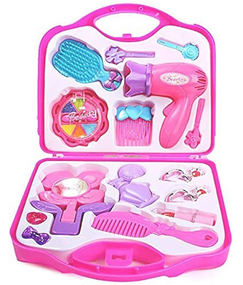 Fratelli Pretend Play Beauty Play Set with Foldable Suitcase, Compact Beauty Accessories Pretend Play | Game Toy Kit for 3 + Year Girls (Open Beauty Set Economy-Pink) - Toys and Games | Buy online on ZillyBuy
