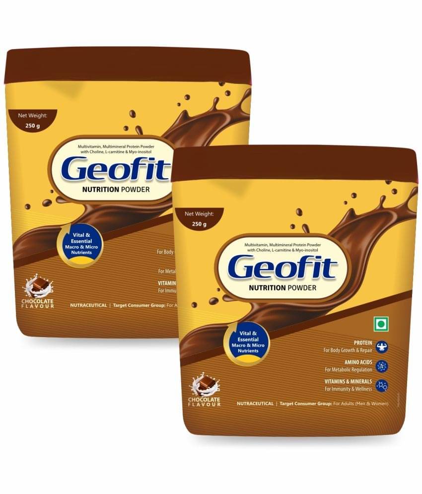 GEOFIT Protein Powder - Chocolate Flavor, vitamin, minerals & amino acids, 250g Each (Pack of 2) GEOFIT Protein Powder - Chocolate Flavor, vitamin, minerals & amino acids, 250g Each (Pack of 2)