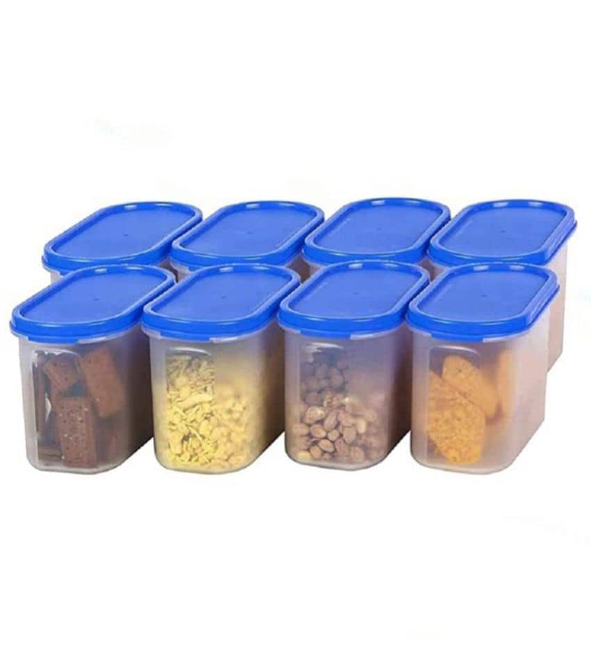 iview kitchenware - Grocery/Food/Pasta Plastic Navy Blue Dal Container ( Set of 8 )