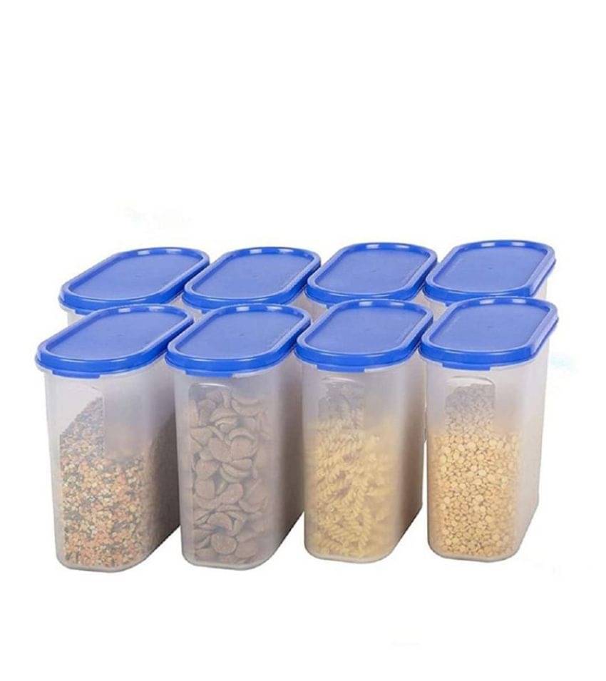     			iview kitchenware - Grocery/Food/Pasta Plastic Navy Blue Dal Container ( Set of 8 )