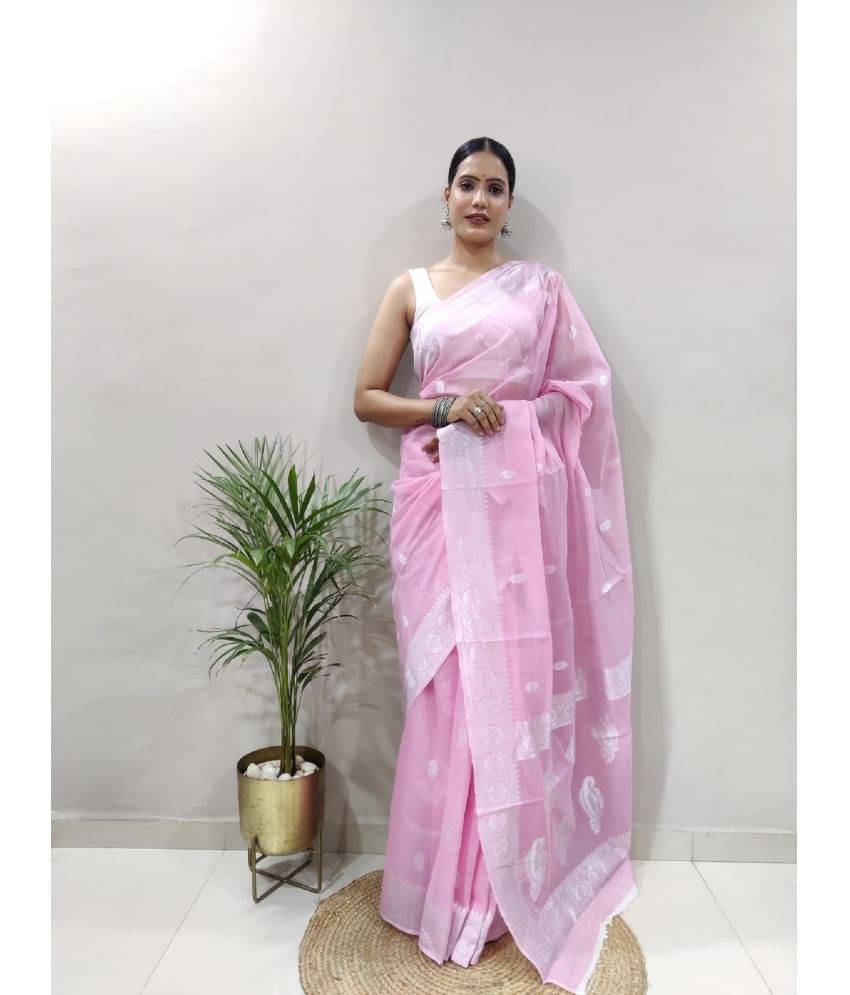 JULEE Cotton Silk Printed Saree With Unstitched Blouse Piece ( Pink ) JULEE Cotton Silk Printed Saree With Unstitched Blouse Piece ( Pink )