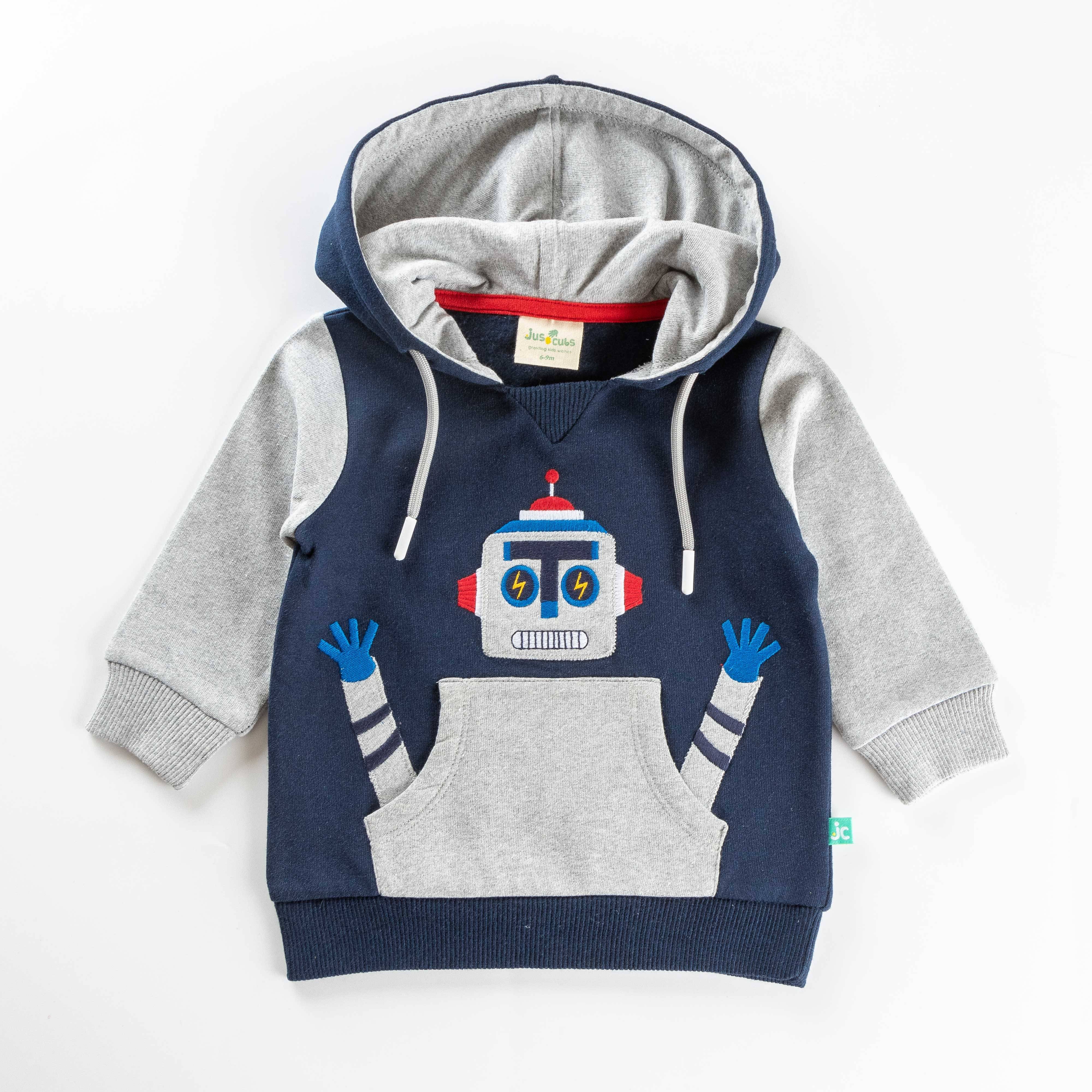     			JusCubs Boys Cotton Lycra Infants Embroidered Hoody - Navy Blue (Pack of 1)