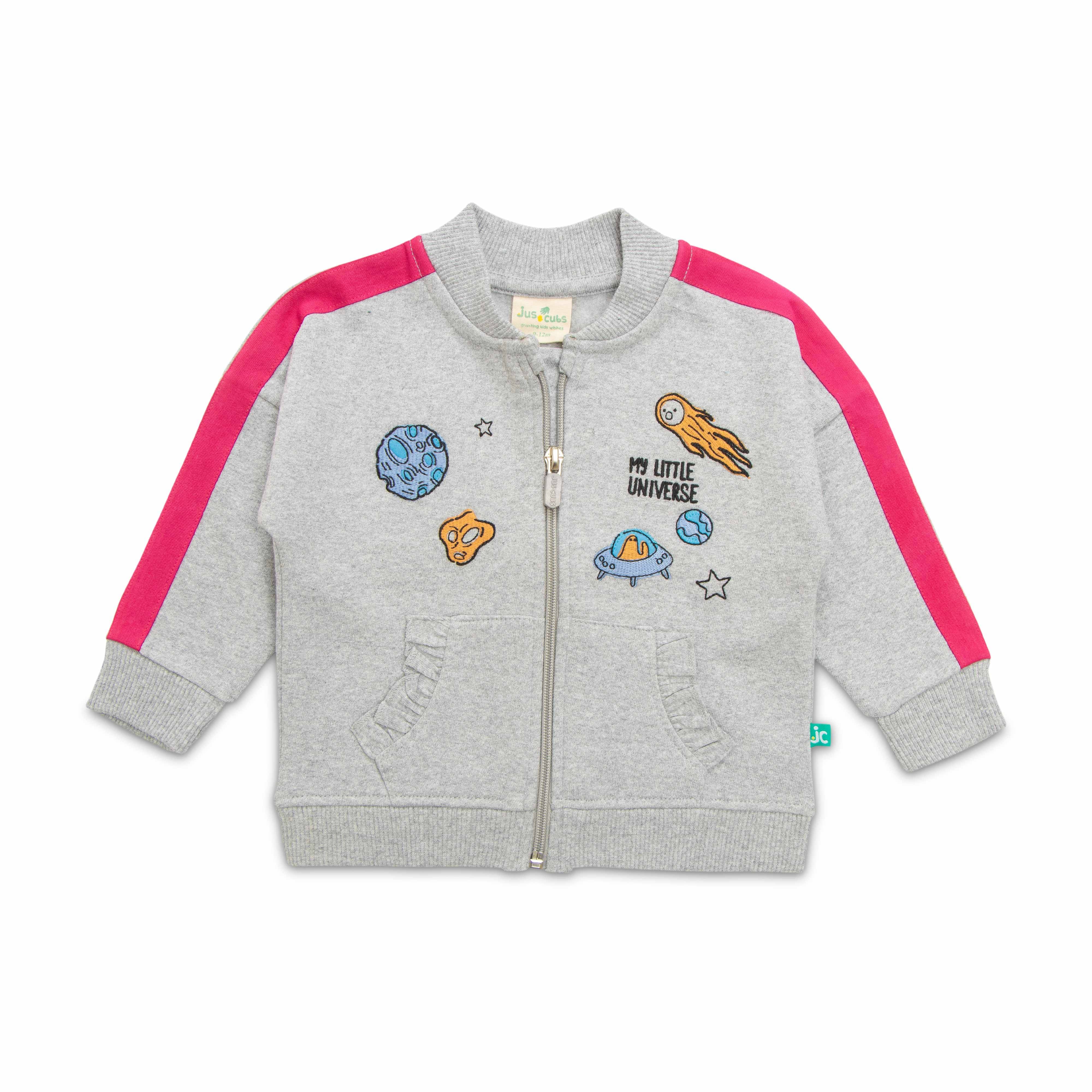     			JusCubs Girls Cotton Infants Embroidered Sweatshirt - Grey (Pack of 1)