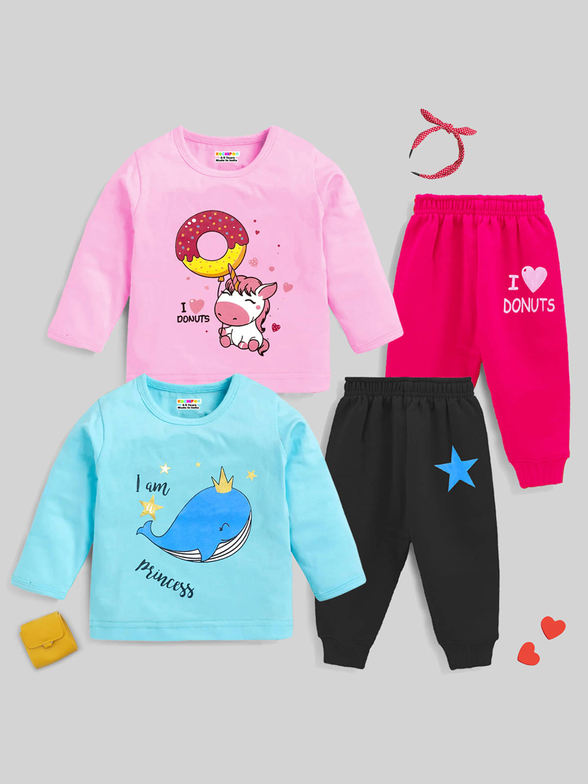     			Kuchipoo Pack of 2 Girls Cotton Blend Nightsuit Set ( Multicolor 1 )