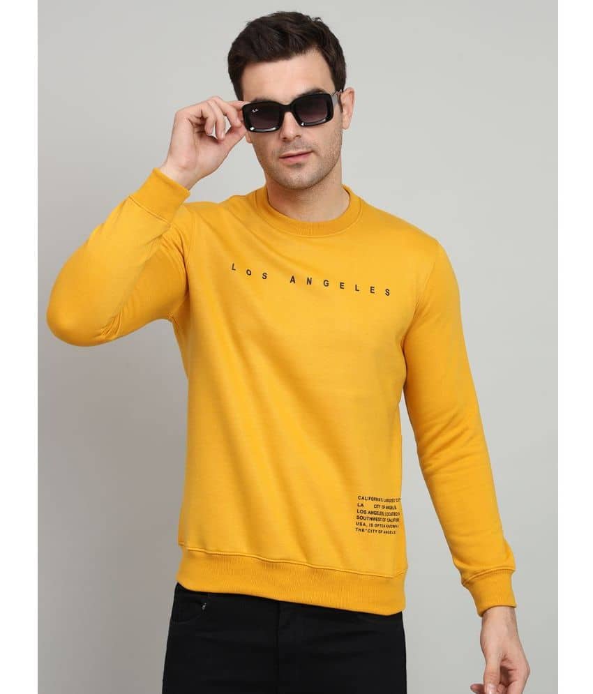 OGEN Cotton Blend Round Neck Men's Sweatshirt - Mustard ( Pack of 1 )