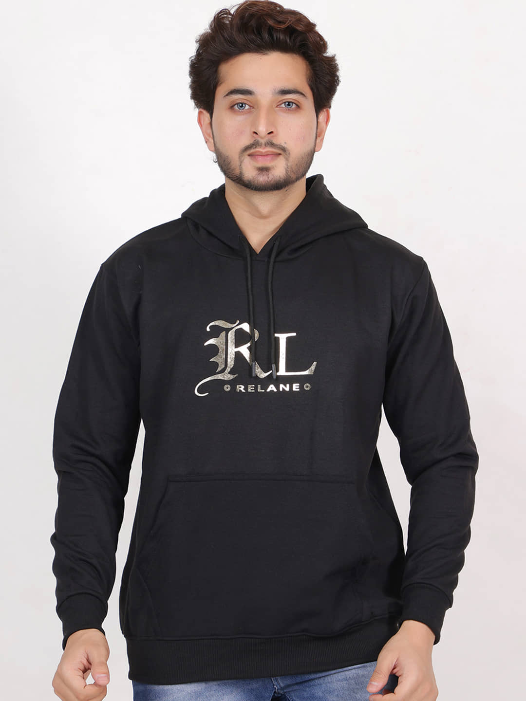 RELANE Cotton Blend Hooded Men's Sweatshirt - Black ( Pack of 1 )