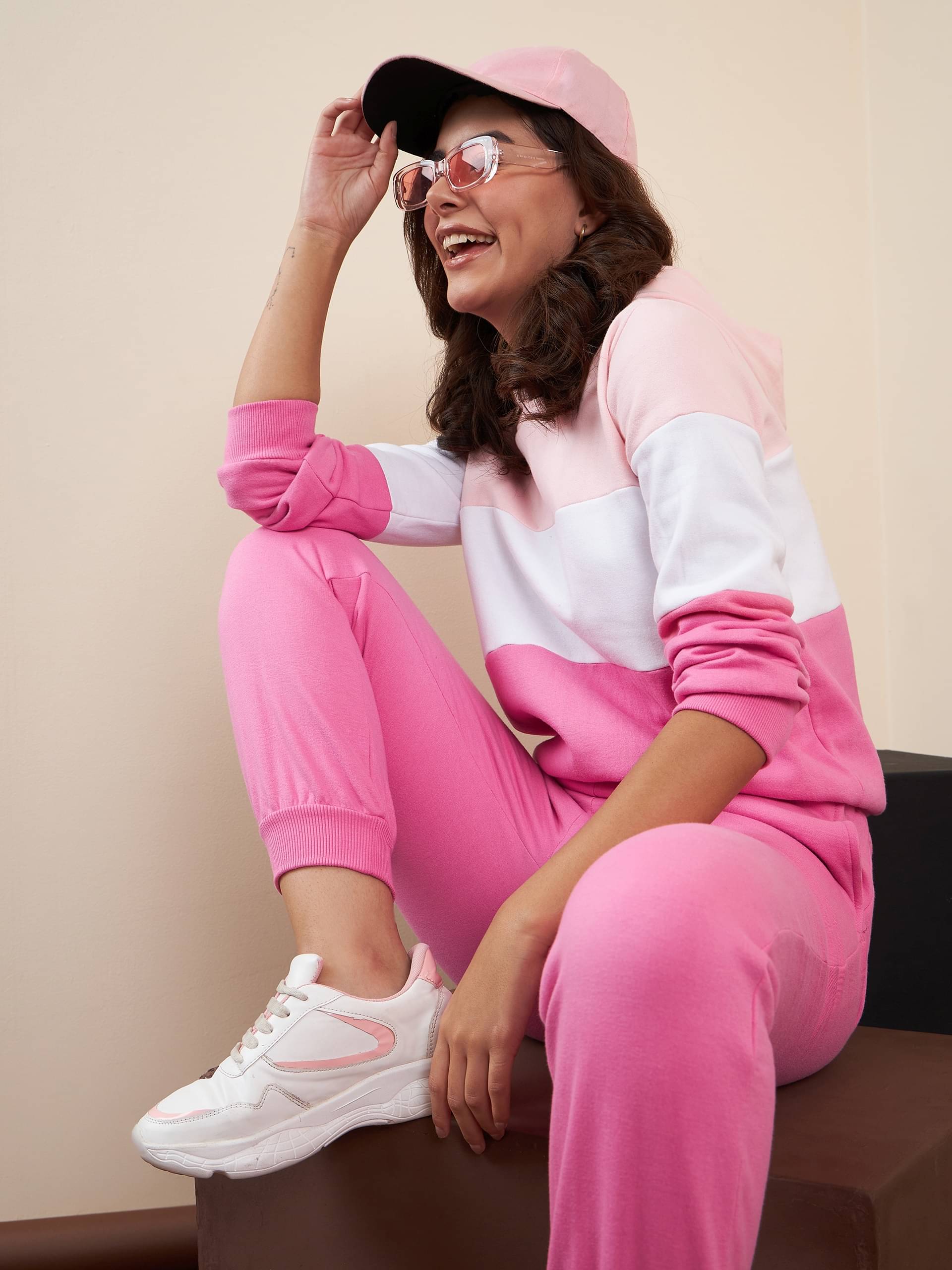     			StyleStone Pink Fleece Colorblock Tracksuit - Pack of 1